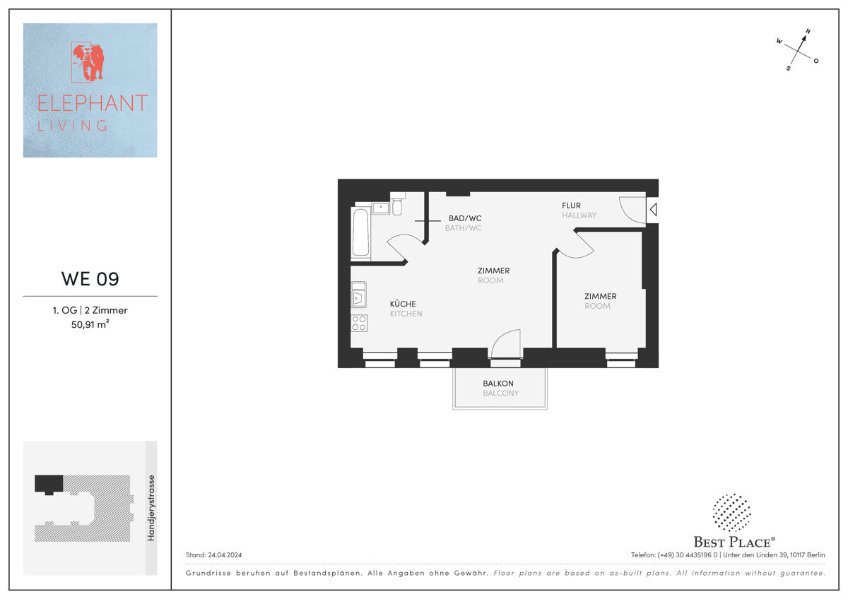 Wohnung zum Kauf provisionsfrei 275.000 € 2 Zimmer 50,9 m²<br/>Wohnfläche 1.<br/>Geschoss Handjerystraße 36 Adlershof Berlin 12489