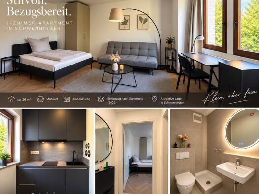 Wohnung zur Miete 630 € 1 Zimmer 26 m² frei ab sofort Schwenningen Villingen-Schwenningen 78054