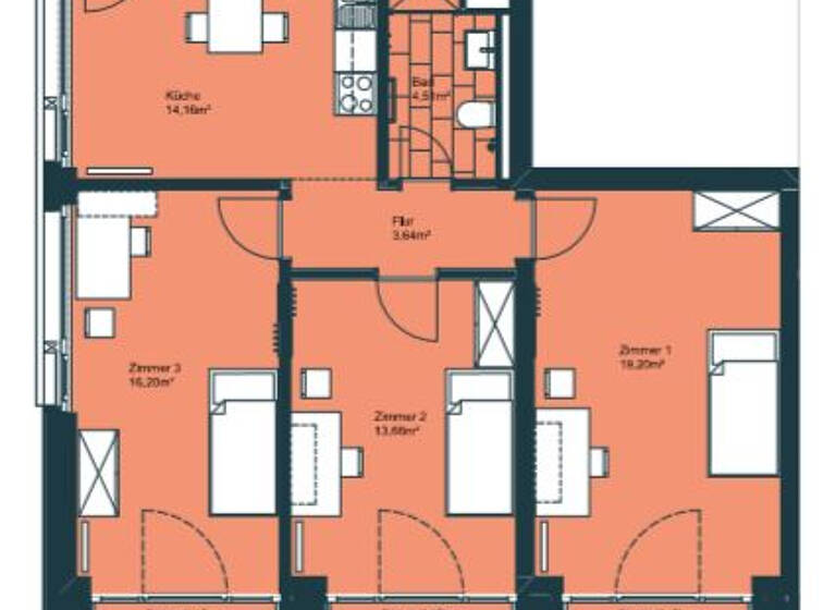 Wohnung zur Miete 1.225 € 3 Zimmer 73,3 m² 2. Geschoss frei ab sofort Nürnberger Platz 1 Südvorstadt-West Dresden 01187
