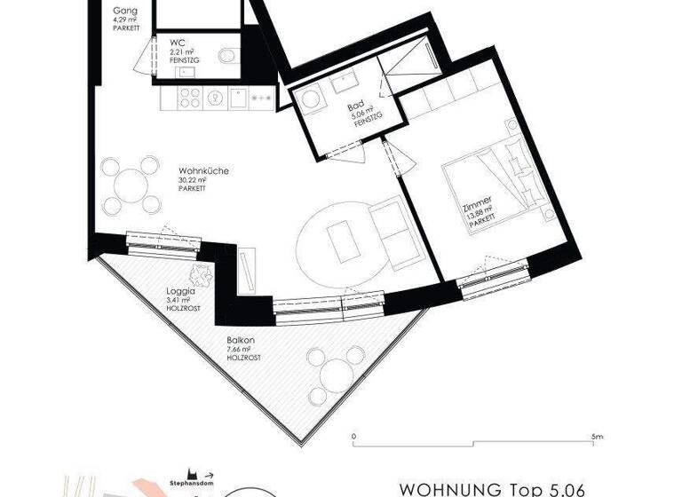 Wohnung zur Miete 1.116 € 2 Zimmer 64 m² 5. Geschoss frei ab 01.03.2026 Arsenalstraße 8 Wien 1100