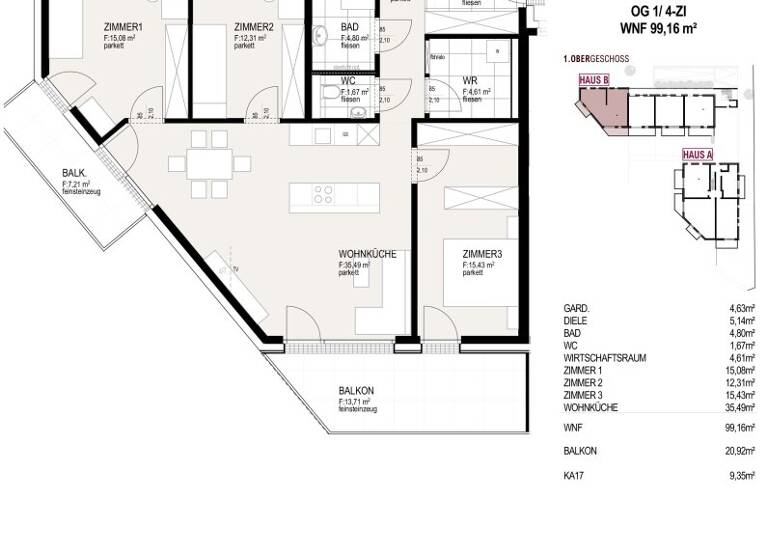 Wohnung zum Kauf - Erstbezug 886.000 € 4 Zimmer 99,2 m² Südtiroler Straße 2 Hall in Tirol 6060