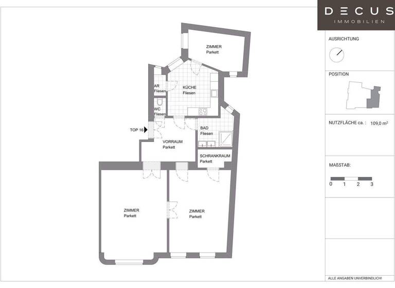 Wohnung zur Miete 1.980 € 3 Zimmer 108,9 m² 2. Geschoss Wien 1010