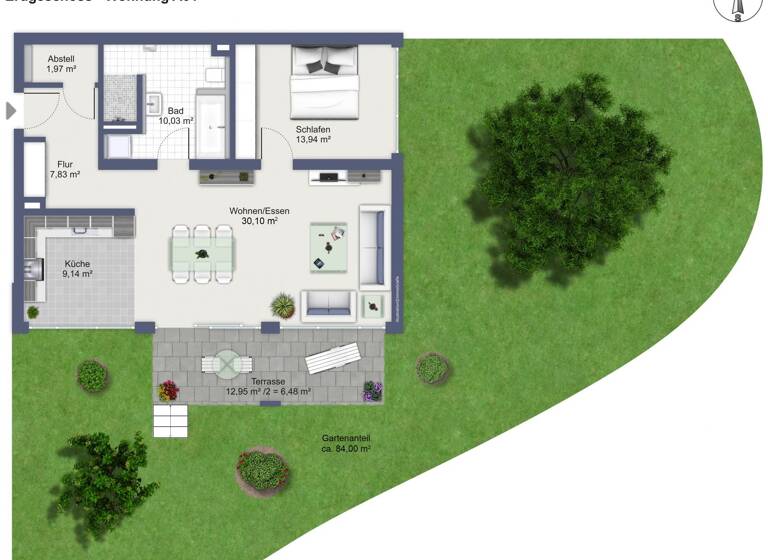 Wohnung zum Kauf 413.900 € 2,5 Zimmer 79,5 m²<br/>Wohnfläche Am Simontalgraben 23 Langenau Langenau 89129
