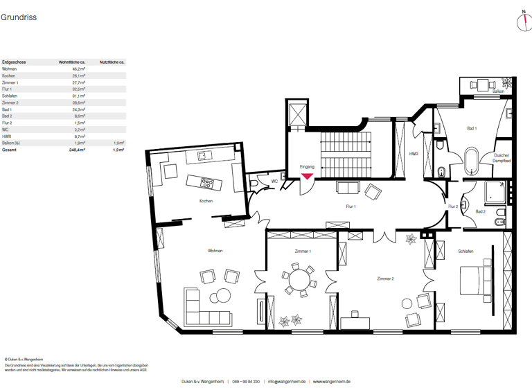 Wohnung zum Kauf 3.800.000 € 4 Zimmer 248 m² 3. Geschoss Schwabing-West München 80798