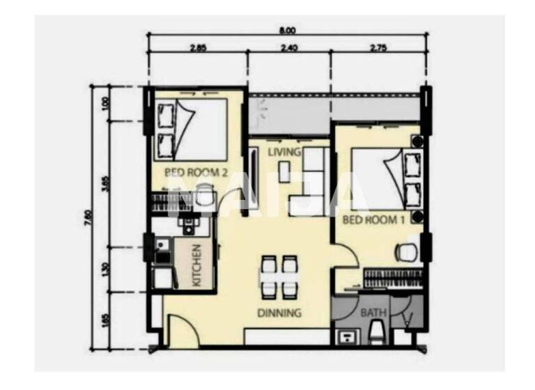 Studio zum Kauf 183.799 € 2 Zimmer 60 m² 7. Geschoss Utopia Urban Glam Thalang 83110