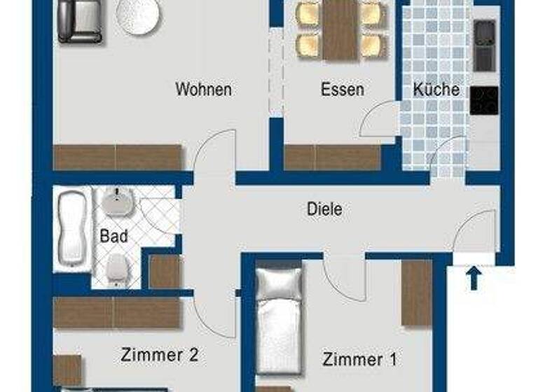 Wohnung zur Miete 854 € 3 Zimmer 77 m² 1. Geschoss frei ab 11.04.2026 Lessingstr. 3 Leichlingen 42799
