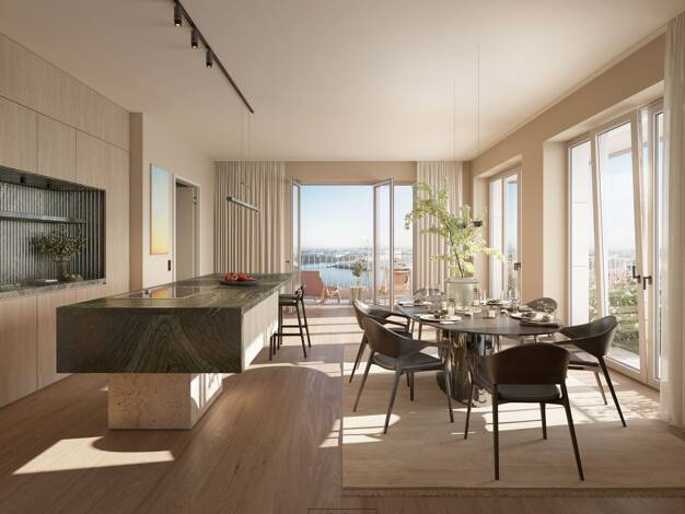 Wohnung zum Kauf - Erstbezug provisionsfrei 1.955.000 € 3 Zimmer 114,7 m² 11. Geschoss Kirchenpauerstraße 30 Kleiner Grasbrook Mitte 20457