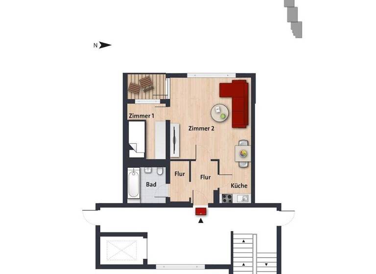 Wohnung zur Miete 368 € 2 Zimmer 43 m² 1. Geschoss frei ab sofort Dresdener Ring 57 Westhagen Wolfsburg 38444