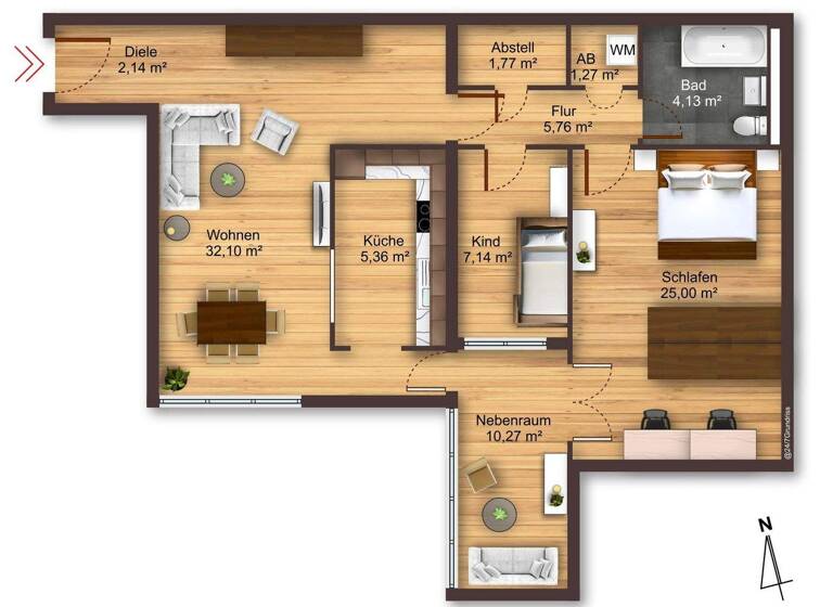 Wohnung zur Miete Wohnen auf Zeit 2.500 € 3,5 Zimmer 95 m² Schwabing-West München / Schwabing-West 80796