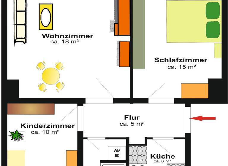 Wohnung zur Miete - Erstbezug 397 € 3 Zimmer 59,3 m² 1. Geschoss frei ab sofort Ernst-Thälmann-Siedlung 34 Hohenstein-Ernstthal 09337