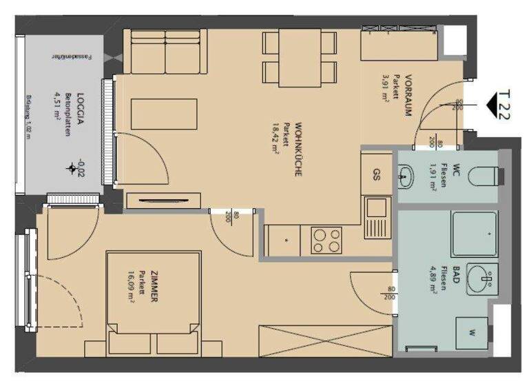Wohnung zur Miete 778 € 2 Zimmer 1. Geschoss frei ab sofort Dresdner Straße Wien 1200