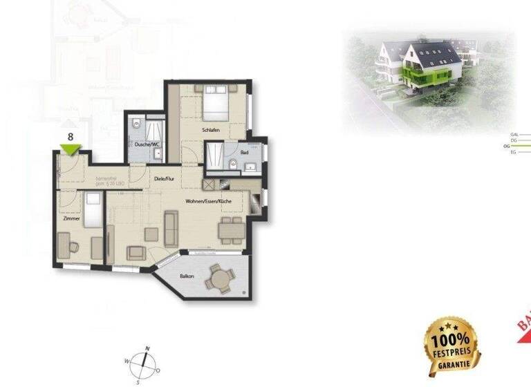 Wohnung zum Kauf - Neubau provisionsfrei 695.000 € 3 Zimmer 80 m² Vaihingen Stuttgart 70563