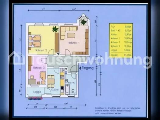 Wohnung zur Miete Tauschwohnung 587 € 3 Zimmer 81,5 m² 3. Geschoss Cotta Dresden 01157