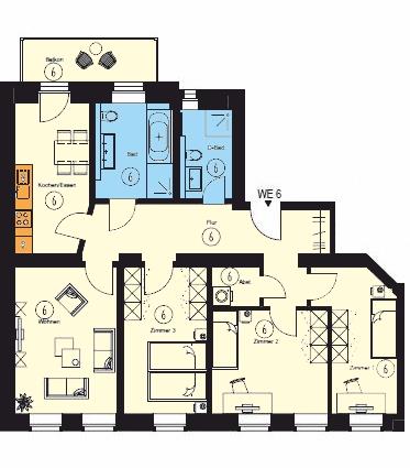 Wohnung zur Miete 628 € 3 Zimmer 83,2 m²<br/>Wohnfläche 2.<br/>Geschoss ab sofort<br/>Verfügbarkeit Sonnenstraße 83 Sonnenberg 215 Chemnitz 09130