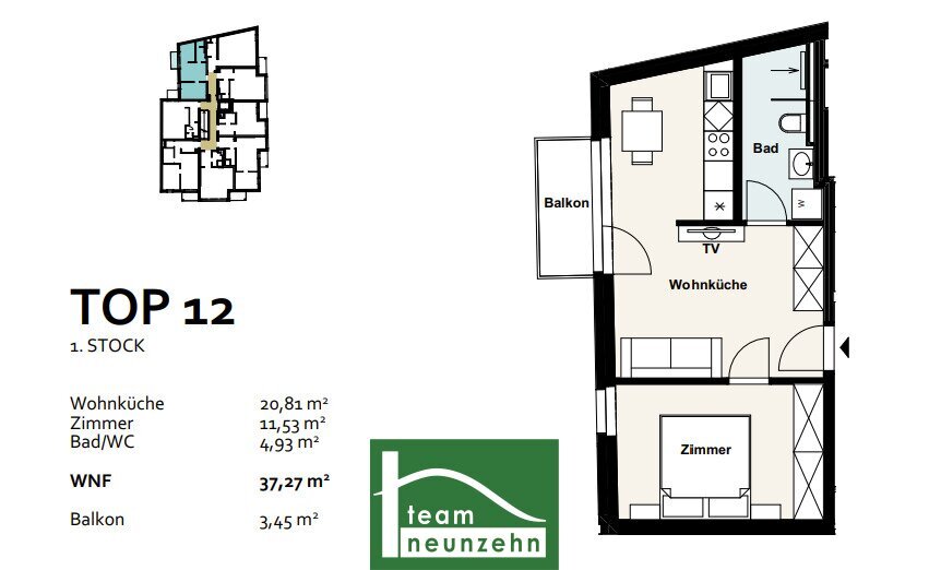 Wohnung zum Kauf 239.371 € 2 Zimmer 37,8 m²<br/>Wohnfläche 1.<br/>Geschoss Baumergasse 2a Wien 1210