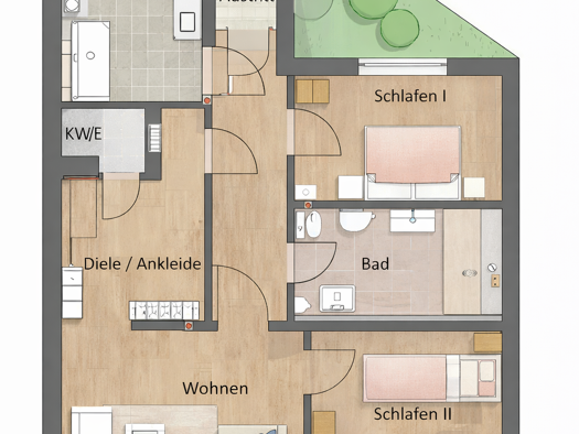 Terrassenwohnung zur Miete - Erstbezug 1.200 € 3 Zimmer 62,5 m² EG frei ab 01.01.2027 Dunantstr. 21 Großreuth b Schweinau Nürnberg 90431