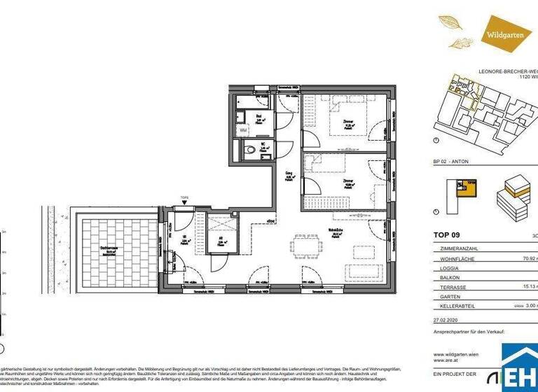 Wohnung zur Miete 1.093 € 3 Zimmer 3. Geschoss Leonore-Brecher-Weg Wien 1120