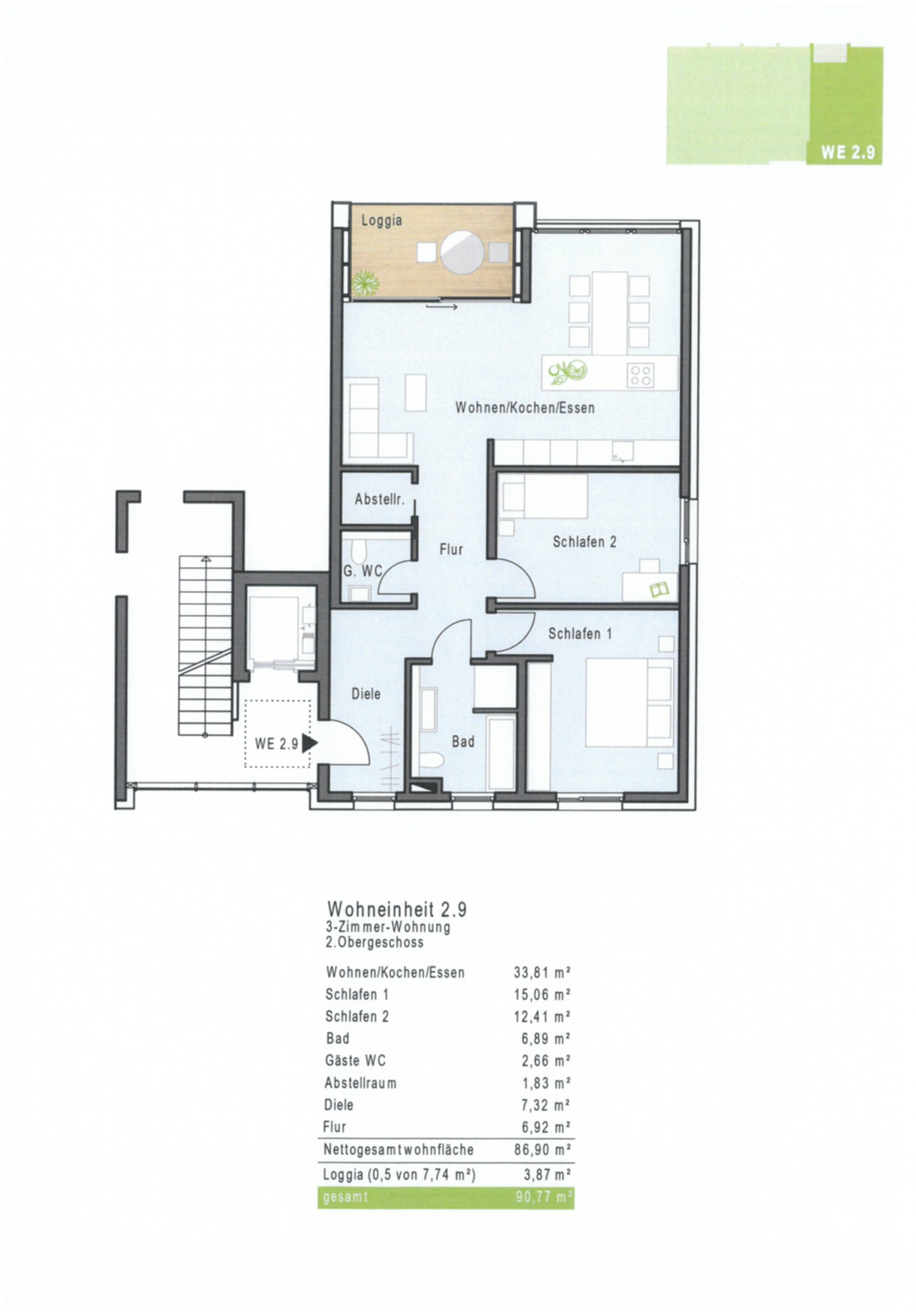 Wohnung zum Kauf provisionsfrei 490.158 € 3 Zimmer 90,8 m²<br/>Wohnfläche 2.<br/>Geschoss ab sofort<br/>Verfügbarkeit Oberer Graben 2 Gadheim Veitshöchheim 97209