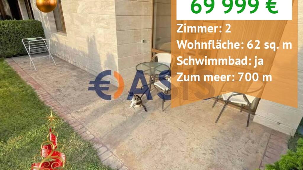Studio zum Kauf provisionsfrei 69.999 € 2 Zimmer 62 m² 1. Geschoss Sunny Beach