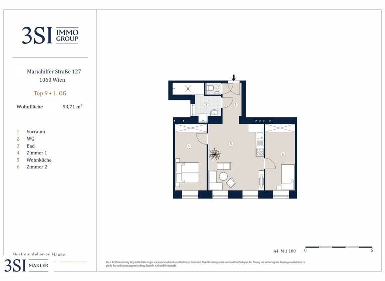 Wohnung zum Kauf - Erstbezug 442.000 € 3 Zimmer 53,7 m² 1. Geschoss Mariahilfer Straße 127 Wien 1060