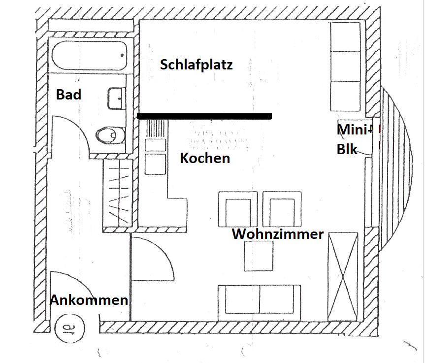 Wohnung zur Miete 400 € 1 Zimmer 40 m²<br/>Wohnfläche 2.<br/>Geschoss Sandberg 18B Burghausen-Rückmarsdorf Leipzig 04178