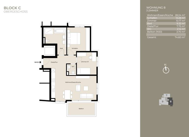Wohnung zur Miete 1.395 € 3 Zimmer 74,6 m²<br/>Wohnfläche ab sofort<br/>Verfügbarkeit Plieningen Stuttgart 70599