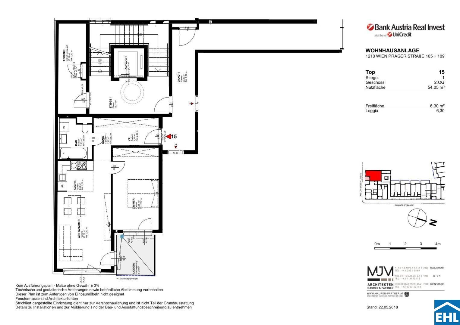 Wohnung zur Miete 728 € 2 Zimmer 54,1 m²<br/>Wohnfläche 2.<br/>Geschoss ab sofort<br/>Verfügbarkeit Wien 1210