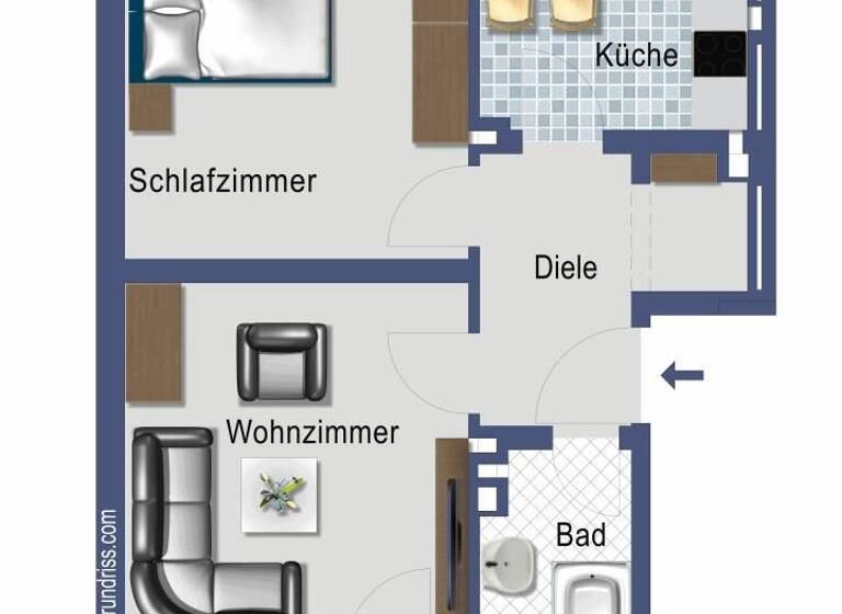 Wohnung zum Kauf provisionsfrei 229.000 € 2 Zimmer 48,5 m²<br/>Wohnfläche 1.<br/>Geschoss Grevenbroicher Weg 17 Lörick Düsseldorf 40547