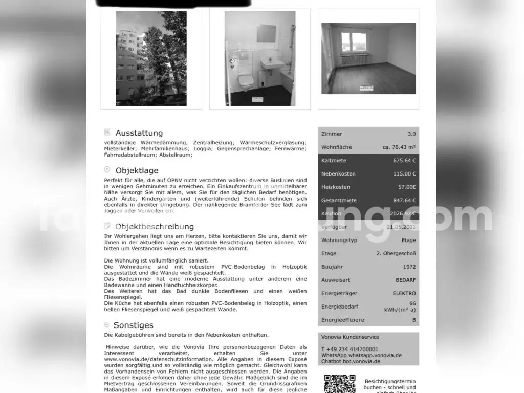 Wohnung zur Miete Tauschwohnung 675 € 3 Zimmer 76 m²<br/>Wohnfläche 2.<br/>Geschoss Steilshoop Hamburg 22309