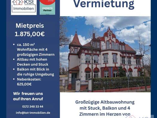 Wohnung zur Miete 1.875 € 4 Zimmer 150 m² 1. Geschoss Hauptstraße 21 Markkleeberg 04416