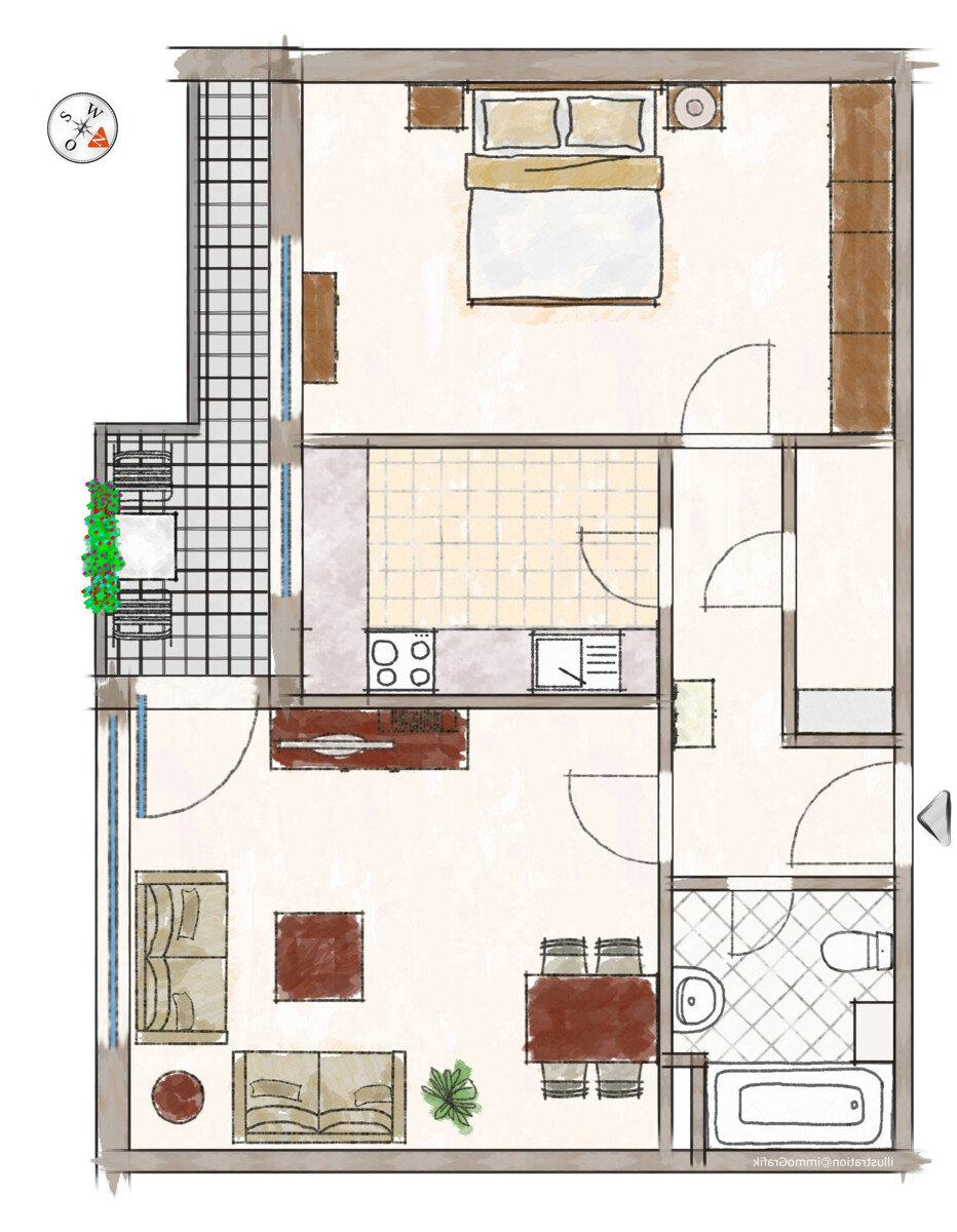 Wohnung zum Kauf 135.000 € 2 Zimmer 58,4 m²<br/>Wohnfläche 7.<br/>Geschoss Langwasser - Nordwest Nürnberg 90471