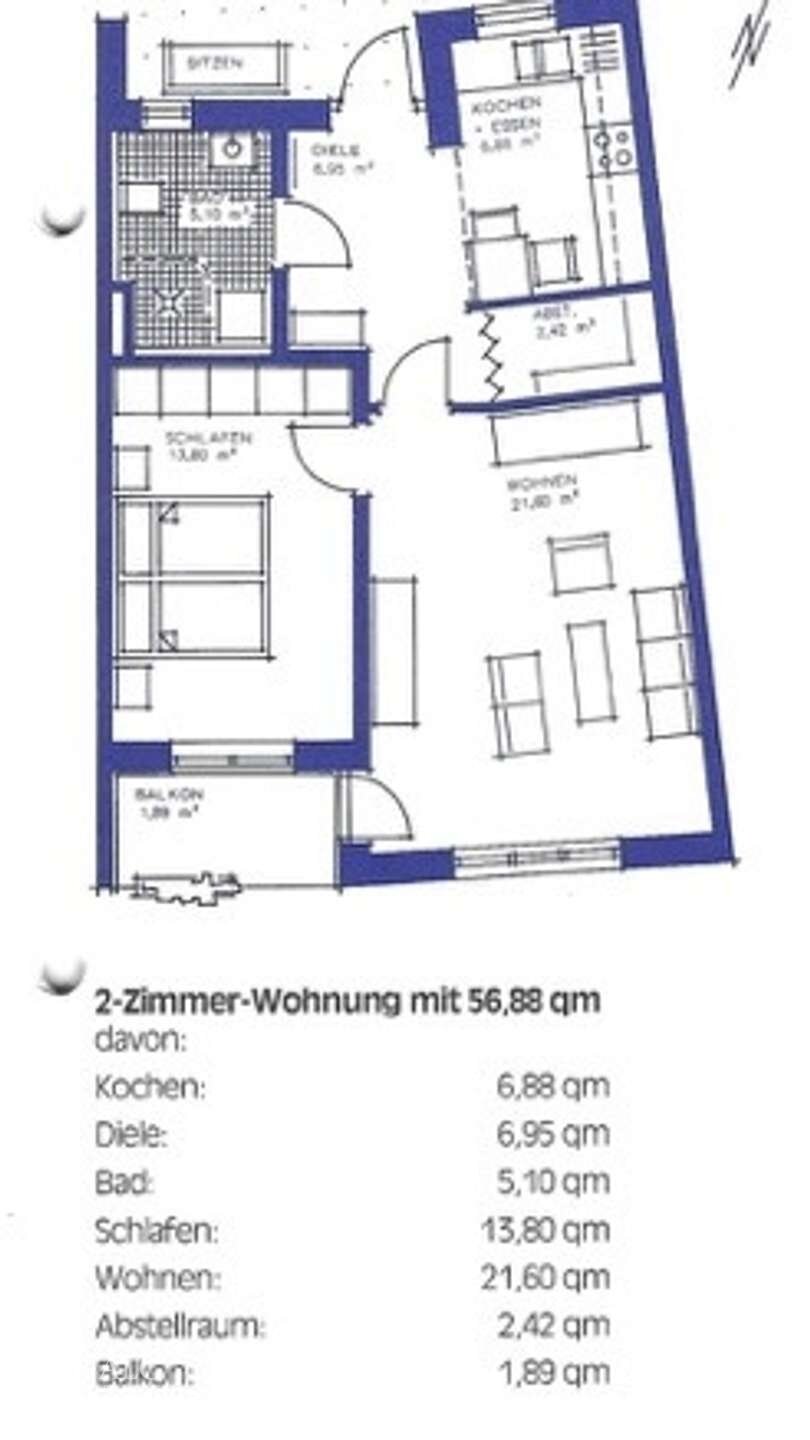 Wohnung zum Kauf 238.500 € 2,5 Zimmer 57 m²<br/>Wohnfläche 1.<br/>Geschoss Tettnang Tettnang 88069