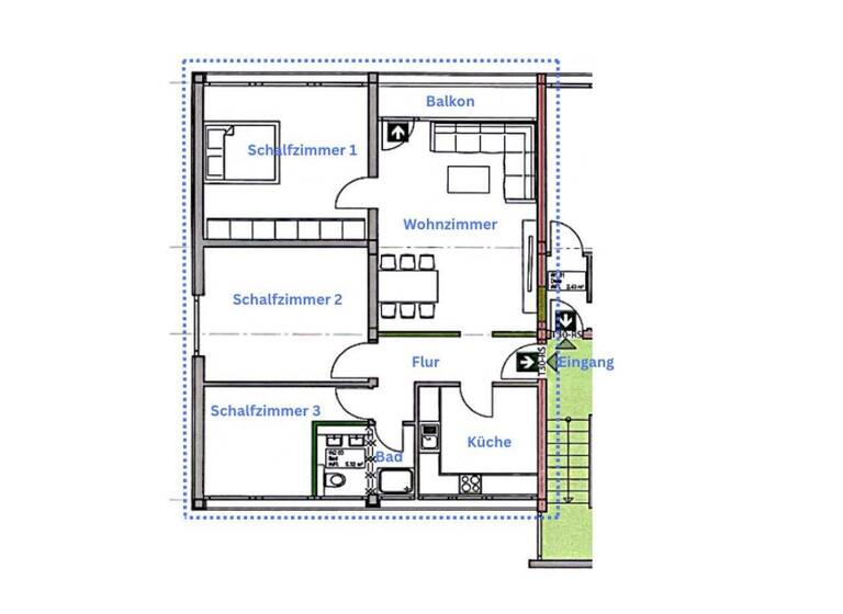 Wohnung zum Kauf provisionsfrei 329.500 € 4 Zimmer 100 m² 1. Geschoss Erich-Ollenhauer-Straße Garath Düsseldorf 40595
