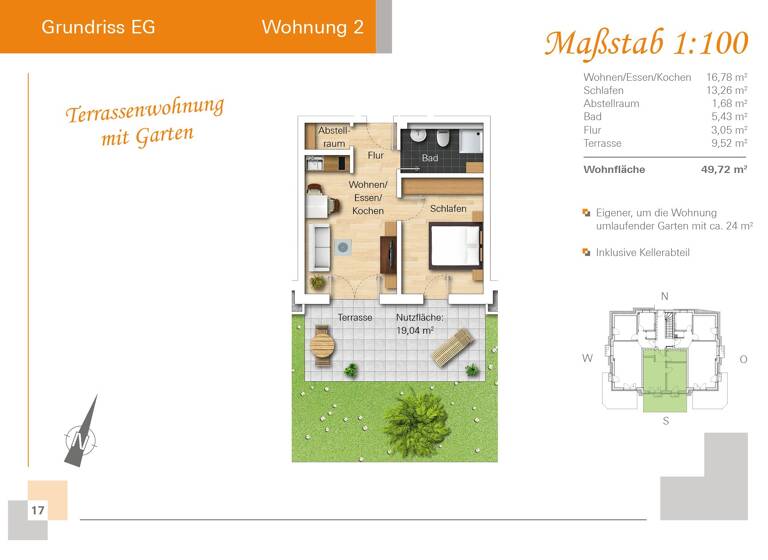 Terrassenwohnung zum Kauf provisionsfrei 189.000 € 2 Zimmer 50 m²<br/>Wohnfläche 1.<br/>Geschoss ab sofort<br/>Verfügbarkeit Roding Roding 93426