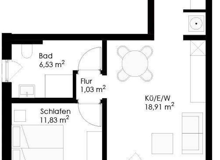 Wohnung zur Miete 550 € 2 Zimmer 48,5 m² 1. Geschoss frei ab 01.05.2026 Grubweg Passau 94034