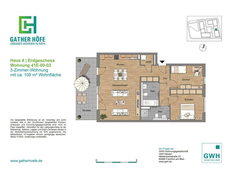 Wohnung zur Miete 1.488 € 3 Zimmer 100 m² EG frei ab sofort Am Gatherhof 41E Rath Düsseldorf 40472
