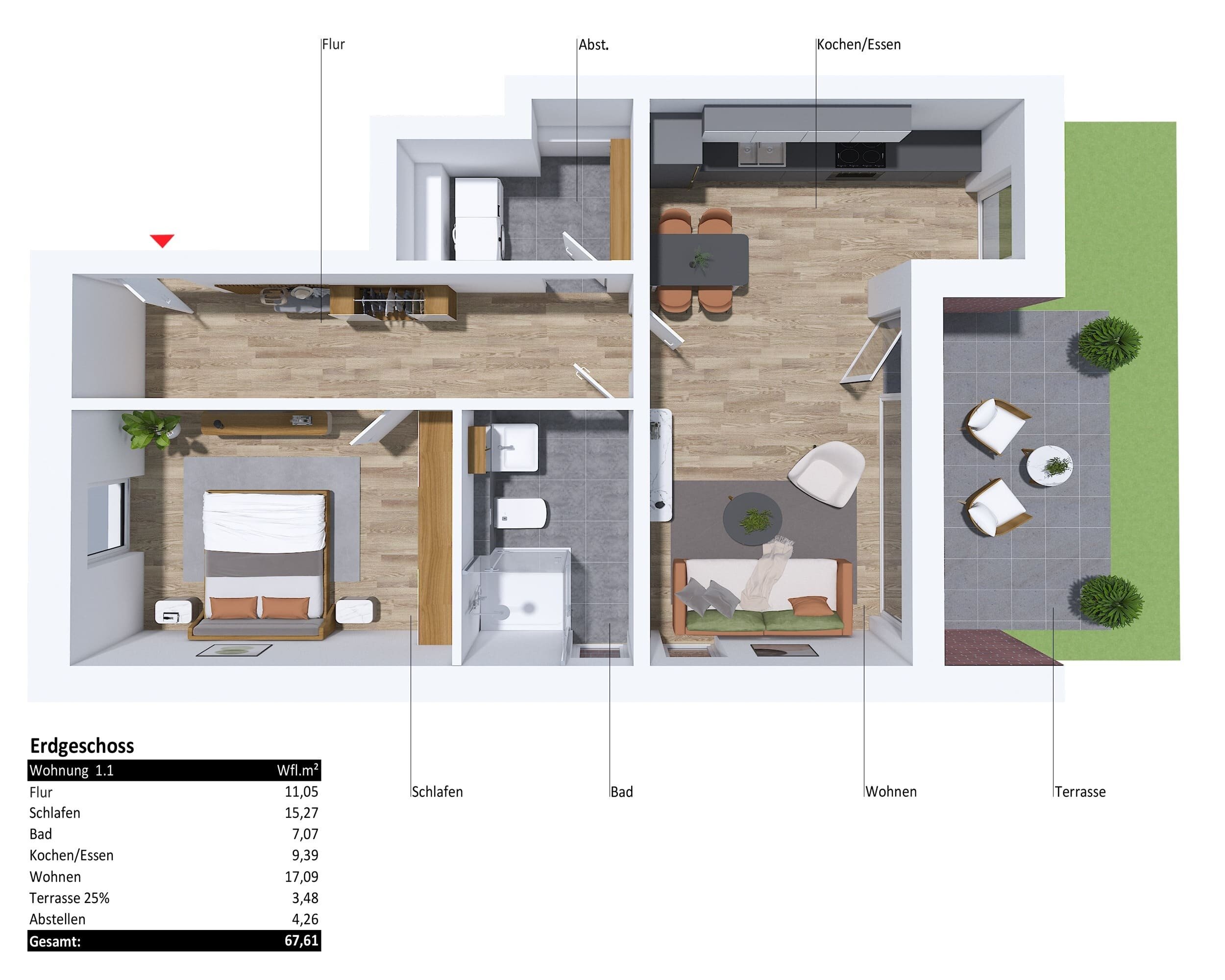 Wohnung zum Kauf 309.960 € 2 Zimmer 67,6 m²<br/>Wohnfläche Greven Greven 48268