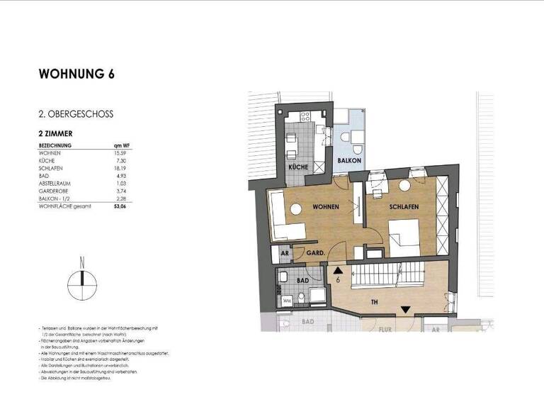 Wohnung zur Miete 1.070 € 2 Zimmer 53,1 m² 1. Geschoss Innenstadt Regensburg 93047
