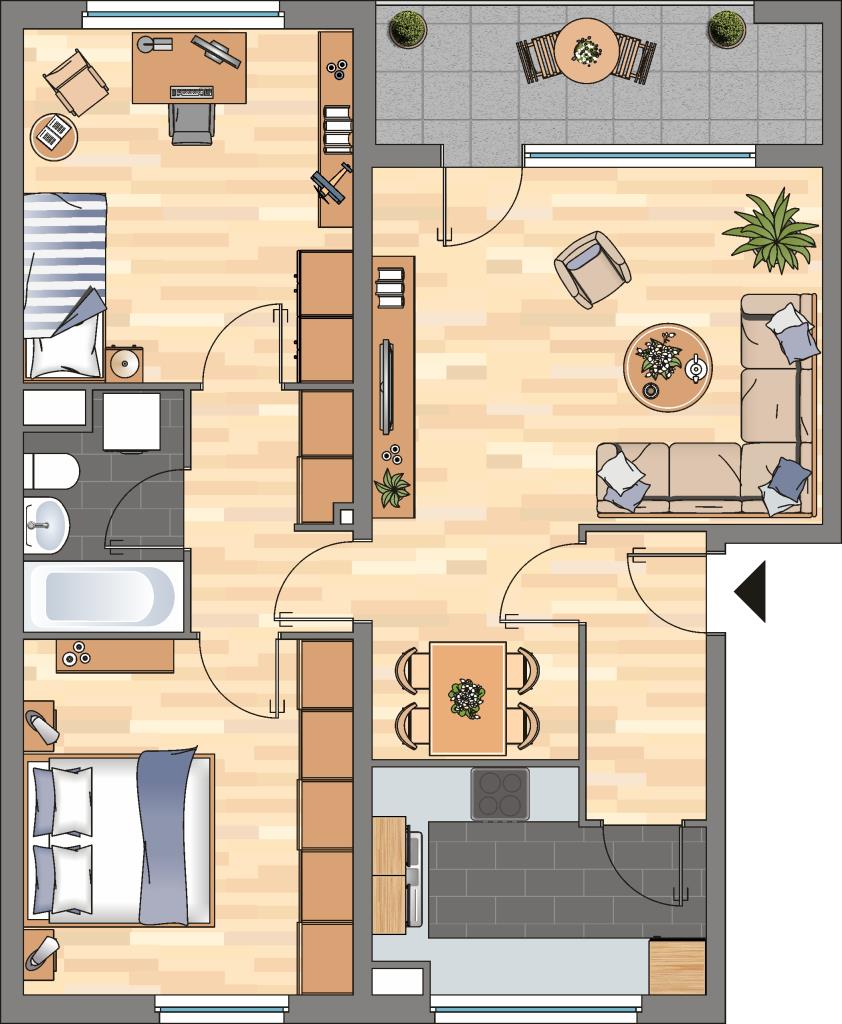 Wohnung zur Miete 476 € 3 Zimmer 70,3 m²<br/>Wohnfläche EG<br/>Geschoss Thorner Weg 11 Vorsfelde Wolfsburg 38448