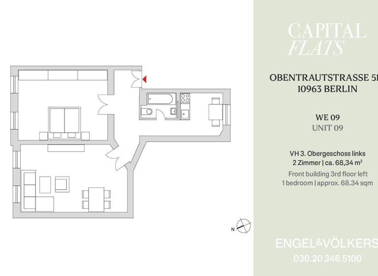 Wohnung zum Kauf provisionsfrei 425.000 € 2 Zimmer 68,3 m² 3. Geschoss frei ab sofort Obentrautstraße 51 Kreuzberg Berlin 10963