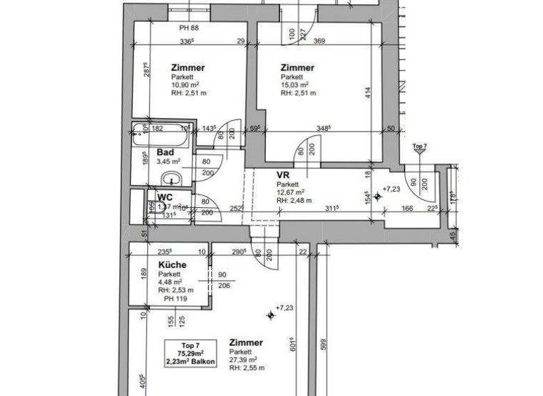 Wohnung zum Kauf provisionsfrei 279.000 € 3 Zimmer 75,3 m² 2. Geschoss Eggenberg Graz 8020