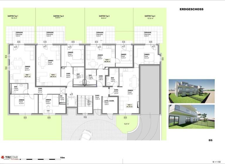 Wohnung zum Kauf - Erstbezug 329.000 € 2 Zimmer 58,1 m² EG Wien,Floridsdorf 1210