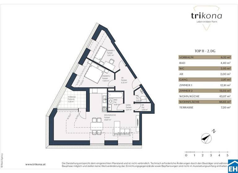 Wohnung zum Kauf 519.000 € 3 Zimmer 86,7 m² 5. Geschoss Wien 1110