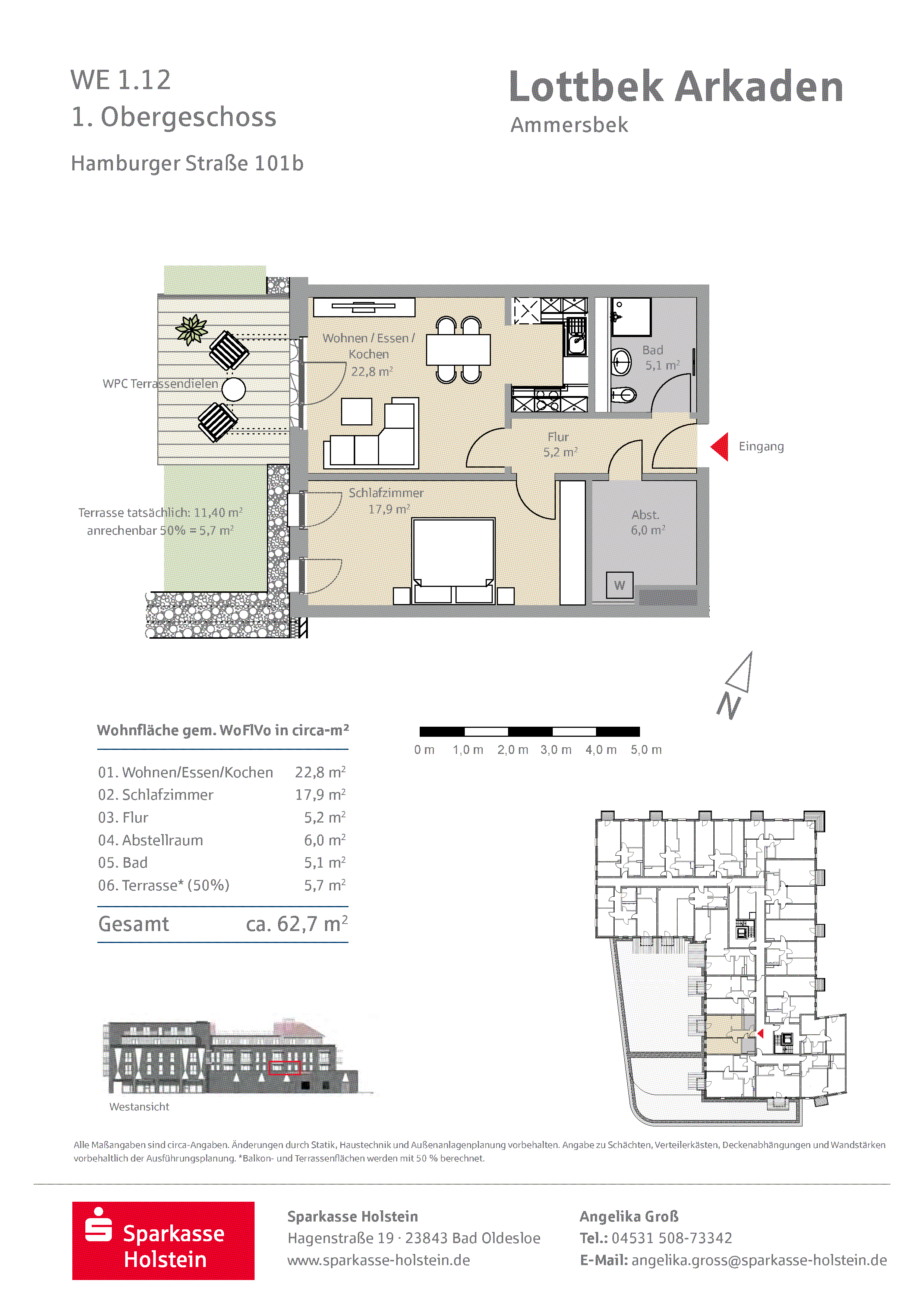 Wohnung zur Miete 972 € 2 Zimmer 62,7 m²<br/>Wohnfläche Hamburger Straße 101 Lottbek Ammersbek 22949