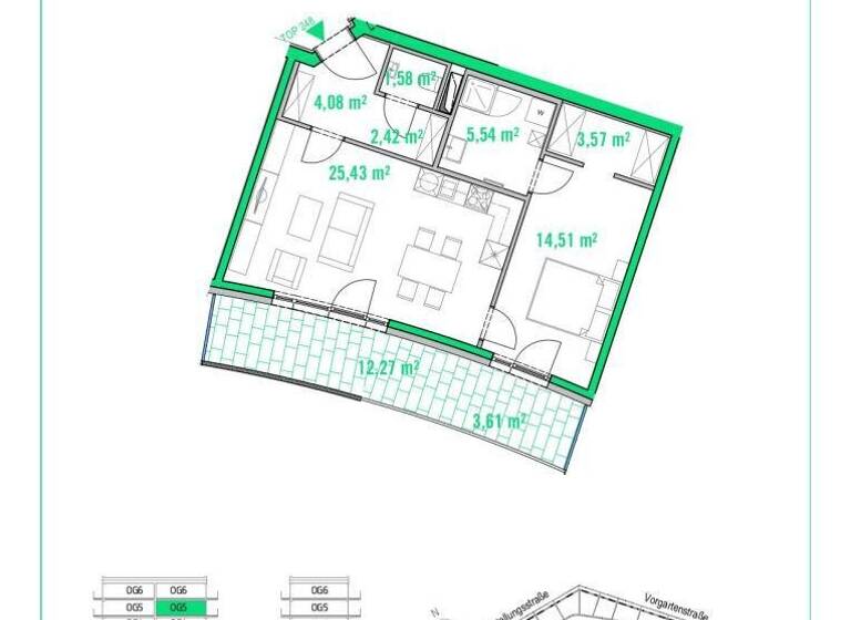 Wohnung zur Miete 1.018 € 2 Zimmer 57,1 m² 5. Geschoss frei ab sofort Ausstellungsstraße Wien 1020