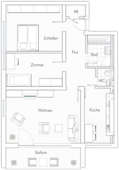 Wohnung zur Miete 900 € 3 Zimmer 79 m² 3. Geschoss frei ab sofort Bahnhofstrasse 233 Neu-Isenburg Neu-Isenburg 63263