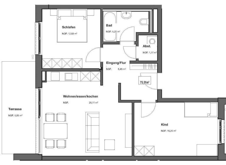 Wohnung zum Kauf 465.696 € 3 Zimmer 86,2 m² 3. Geschoss Offenbach am Main 63071