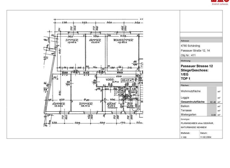 Wohnung zur Miete 495 € 4 Zimmer 82,5 m² EG Passauer Straße 12 Schärding Innere Stadt 4780