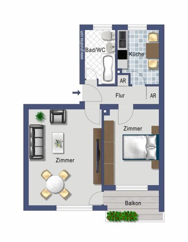 Wohnung zum Kauf provisionsfrei 130.000 € 2 Zimmer 55 m² 1. Geschoss Waldstraße 38 Reinickendorf Berlin 13403