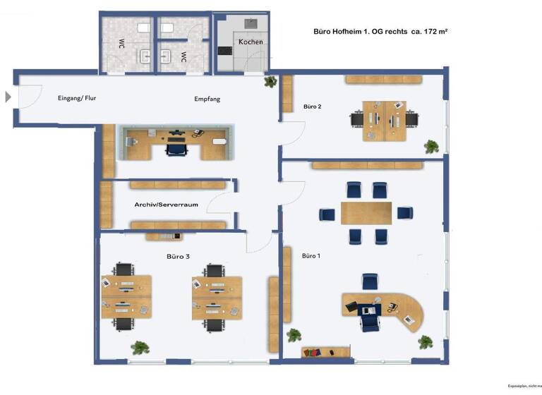 Bürofläche zur Miete provisionsfrei 9,50 € 3,5 Zimmer 172 m² Bürofläche Hofheim 65719